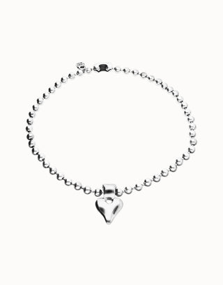 Uno De 50 Bead necklace with heart detail Silver - Boutique Bella BellaUno de 50 - Necklace