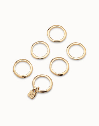 Uno De 50 Multi row ring with a charm Gold - Boutique Bella BellaRing