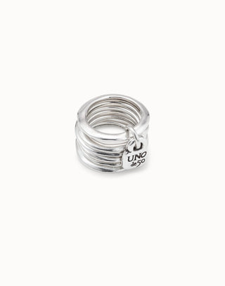 Uno de 50 Multi row ring with a charm Silver - Boutique Bella BellaRing