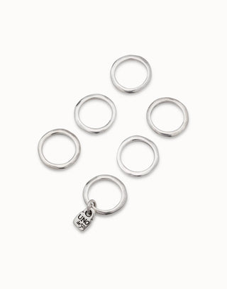 Uno de 50 Multi row ring with a charm Silver - Boutique Bella BellaRing