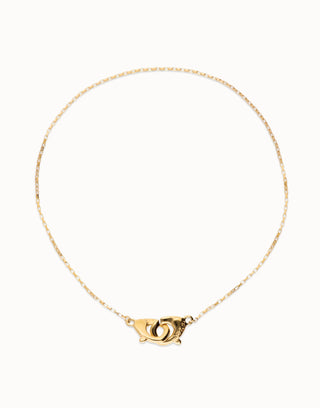 Uno De 50 Necklace with interlaced carabiner detail Gold - Boutique Bella BellaUno de 50 - Necklace