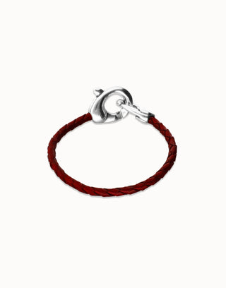 Uno De 50 Red leather bracelet with interlocking carabiner Silce - Boutique Bella BellaBracelet