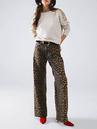 Urban Leisure Leopard print Straight - leg jeans - Boutique Bella BellaPANTS