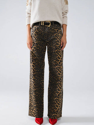 Urban Leisure Leopard print Straight - leg jeans - Boutique Bella BellaPANTS