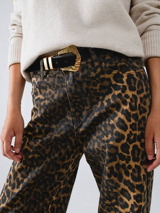 Urban Leisure Leopard print Straight - leg jeans - Boutique Bella BellaPANTS
