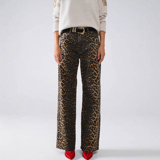 Urban Leisure Leopard print Straight - leg jeans - Boutique Bella BellaPANTS