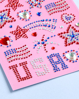 USA Face Gems | patriotic, fourth july, festival, americana - Boutique Bella Bellatemporary Tattoo