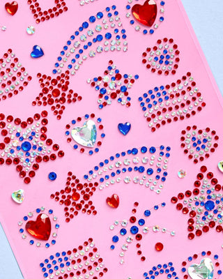 USA Face Gems | patriotic, fourth july, festival, americana - Boutique Bella Bellatemporary Tattoo