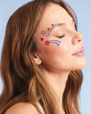 USA Face Gems | patriotic, fourth july, festival, americana - Boutique Bella Bellatemporary Tattoo