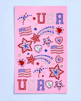 USA Face Gems | patriotic, fourth july, festival, americana - Boutique Bella Bellatemporary Tattoo