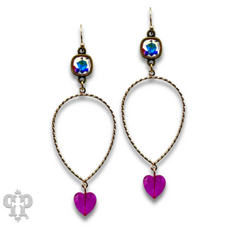 Crystal heart teardrop earring with Austrian crystal - LC