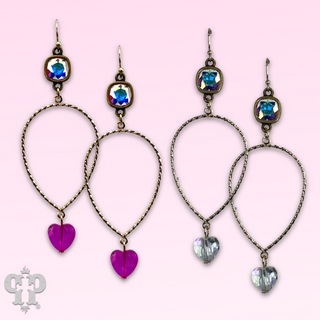 Crystal heart teardrop earring with Austrian crystal - LC