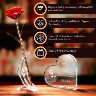 Anniversary Birthday Everyday 24k Gold Rose Love Box For Wife Her Women Engraved Wooden Set