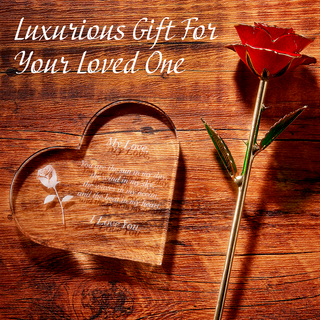 Anniversary Birthday Everyday 24k Gold Rose Love Box For Wife Her Women Engraved Wooden Set