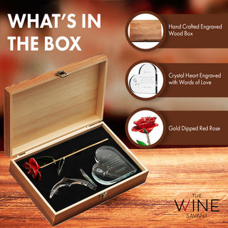 Anniversary Birthday Everyday 24k Gold Rose Love Box For Wife Her Women Engraved Wooden Set