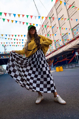 Victory Lap Checkered Maxi Pleated Skirt - Boutique Bella BellaSkirt
