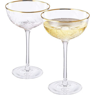 Vintage Art Deco Luxury Martini Margarita Coupe Glasses For Champagne Martini Cocktails 24k Gold Rim - Boutique Bella Bella
