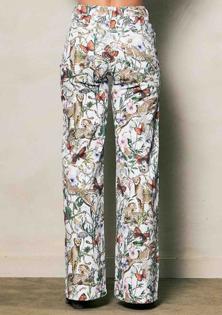 Vintage Bloom Leopard Wide Leg Denim - Boutique Bella BellaPants