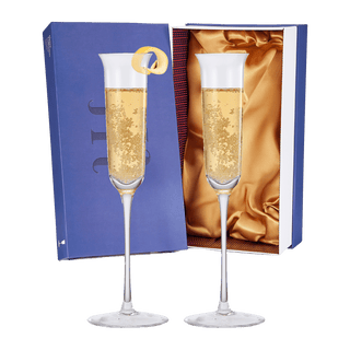 Vintage Crystal Champaign Flute Glasses Set Of 2 Clear Radiance Hand Blown Crystal Champagne Glasses - Boutique Bella Bella