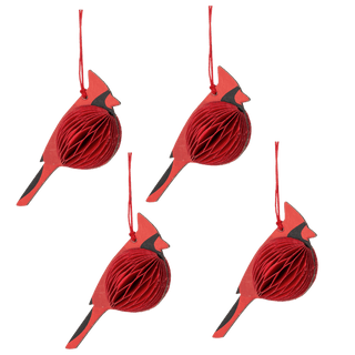Vintage Honeycomb Cardinal Ornaments set of 4 - Boutique Bella BellaOrnaments