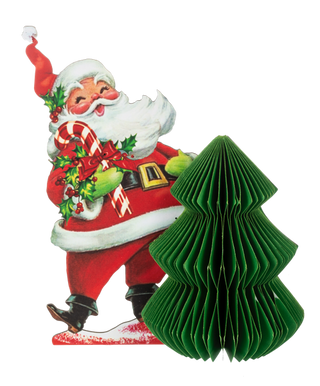 Vintage Honeycomb Santa With Tree, Paper Ganz - Boutique Bella BellaChristmas Decor