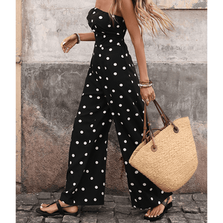 Vintage Polka Dot Sleeveless Bustier Jumpsuit - Boutique Bella BellaJumpsuit