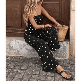 Vintage Polka Dot Sleeveless Bustier Jumpsuit - Boutique Bella BellaJumpsuit