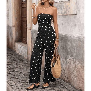 Vintage Polka Dot Sleeveless Bustier Jumpsuit - Boutique Bella BellaJumpsuit