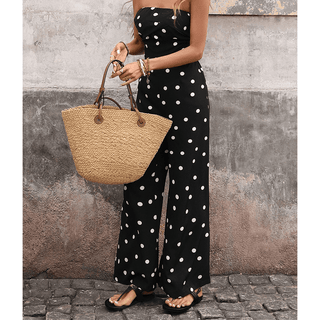 Vintage Polka Dot Sleeveless Bustier Jumpsuit - Boutique Bella BellaJumpsuit
