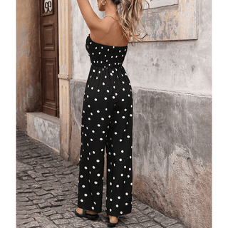 Vintage Polka Dot Sleeveless Bustier Jumpsuit - Boutique Bella BellaJumpsuit