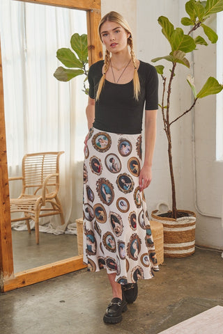 Vintage Portrait Print Midi Skirt - Boutique Bella Bellamidi skirt