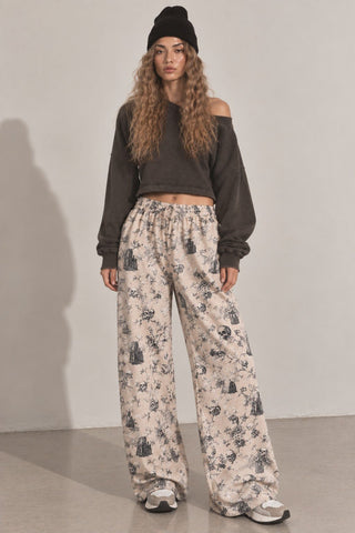 Vintage Skull Toile Wide Pants - Boutique Bella BellaPants