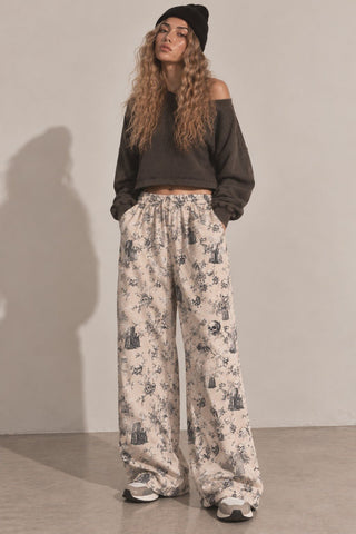 Vintage Skull Toile Wide Pants - Boutique Bella BellaPants