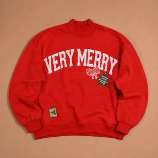 Vintage Very Merry Mockneck Sweatshirt - Boutique Bella BellaChristmas Apparel
