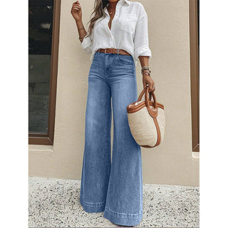 Vintage Washed Wide - Leg Loose Slimming Jeans - Boutique Bella BellaJeans