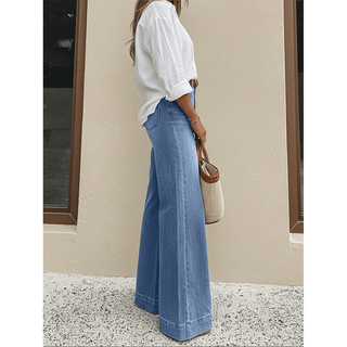 Vintage Washed Wide - Leg Loose Slimming Jeans - Boutique Bella BellaJeans