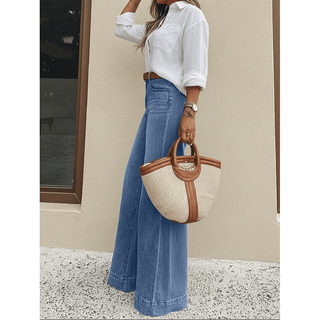 Vintage Washed Wide - Leg Loose Slimming Jeans - Boutique Bella BellaJeans