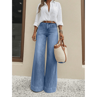 Vintage Washed Wide - Leg Loose Slimming Jeans - Boutique Bella BellaJeans