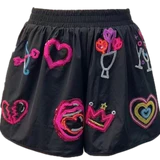Queen Of Sparkles-Black And Neon Love Icon Active Short