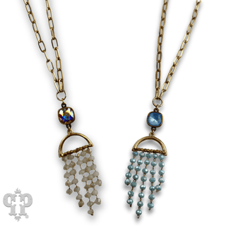 Waterfall beaded pendant necklace with Austrian crystal - Boutique Bella BellaNecklaces
