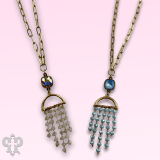 Waterfall beaded pendant necklace with Austrian crystal - Boutique Bella BellaNecklaces