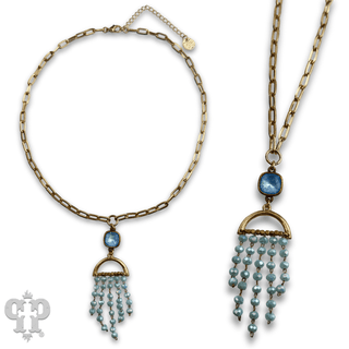 Waterfall beaded pendant necklace with Austrian crystal - Boutique Bella BellaNecklaces