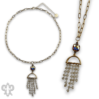 Waterfall beaded pendant necklace with Austrian crystal - Boutique Bella BellaNecklaces