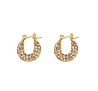 Waterproof Crystal Kiss Huggie Hoops - Gold - Boutique Bella BellaEarrings