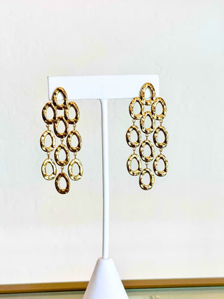 Waterproof Golden Raindrop Statement Chandelier Earrings - Gold - Boutique Bella BellaEarrings