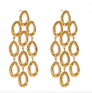 Waterproof Golden Raindrop Statement Chandelier Earrings - Gold - Boutique Bella BellaEarrings
