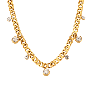 Waterproof Golden Wave Crystal Necklace - Boutique Bella BellaNecklace