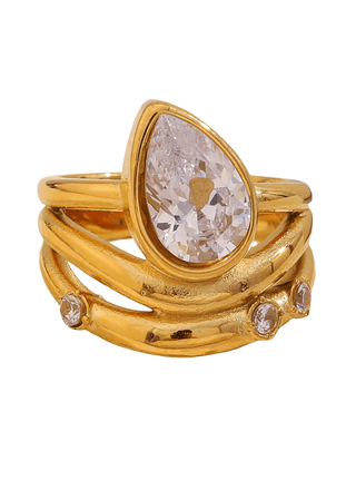 Waterproof Luxe Teardrop Triple Band Statement Ring - Boutique Bella BellaRing