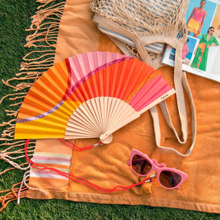 Wavy Fan - Pink, Orange, Red and Yellow Glitter - Boutique Bella BellaFan