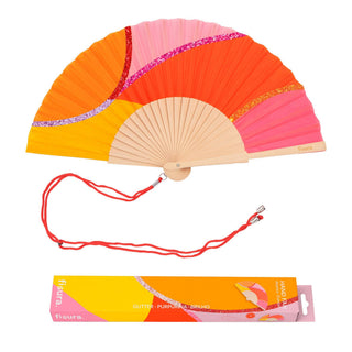 Wavy Fan - Pink, Orange, Red and Yellow Glitter - Boutique Bella BellaFan
